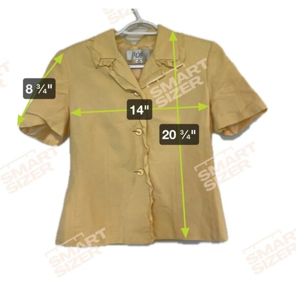 Le Suit Womens Petite Blazer Yellow Button-Front Short Jacket Top Sz 4 Petite - Picture 5 of 7